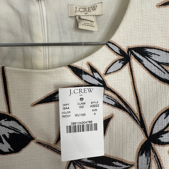 J.Crew Printed Textured Cotton Floral Sheath Sleeveless Dress Workwear Size 4 - Picture 4 of 7